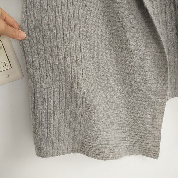 Wico Open Cardigan Sweater Womens XL/M*Gray Lambswool Angora Blend Rib Knit Long - Picture 4 of 7